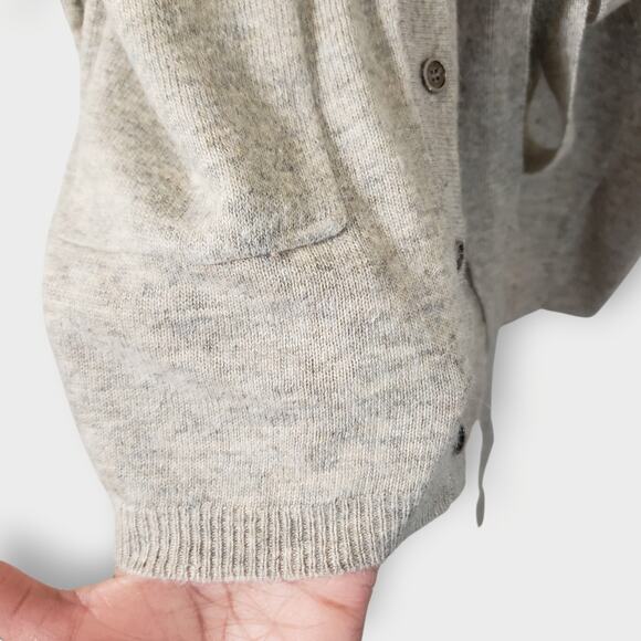 BCBGMAXAZRIA Angora Cashmere Tie Front Longline Hooded Cardigan Oatmeal Sz Med - Picture 5 of 13